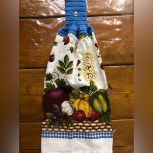 Handcrafted Crocheted Hanging Dish Towel “Veggies”